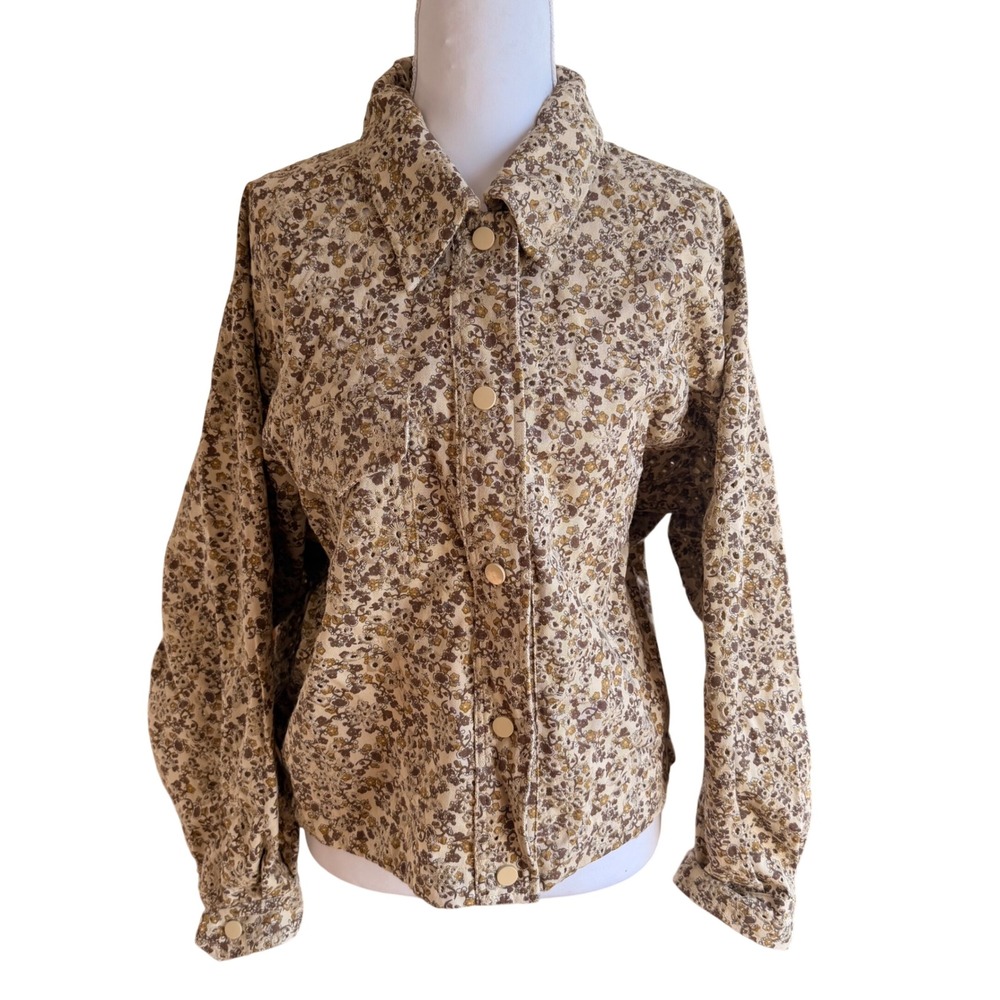 Solitaire‎ by Anthropology Eyelet Design Denim Jacket Button-Down Women's L